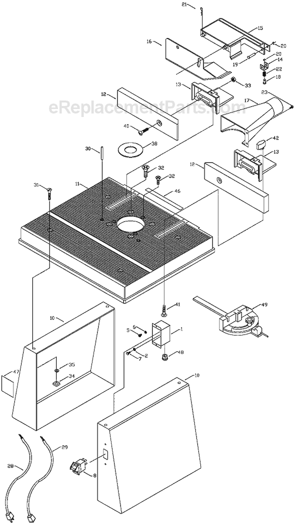 Page A Diagram and Parts List for 698  Porter Cable Router